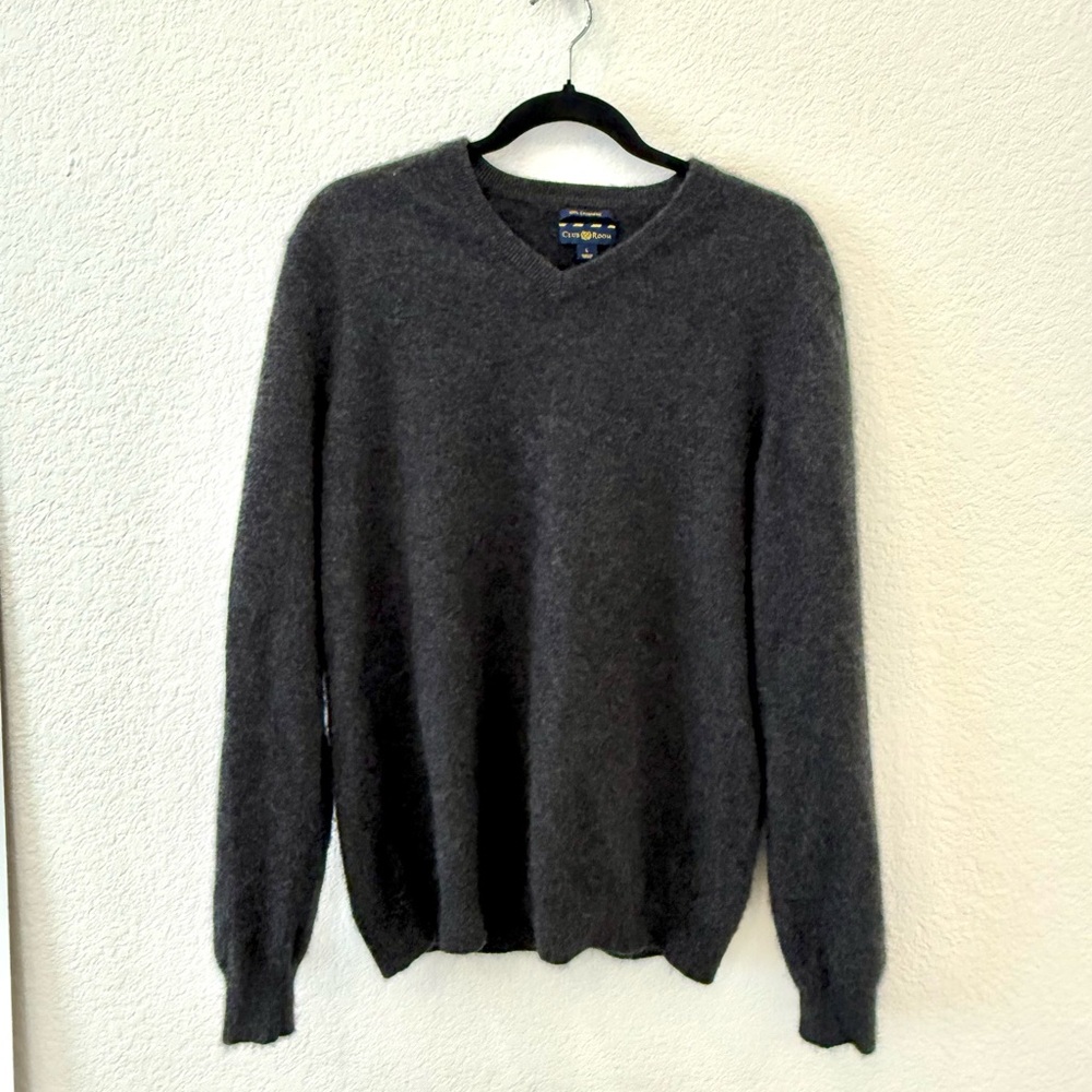 Club Room 100% Cashmere V Neck Sweater Size L